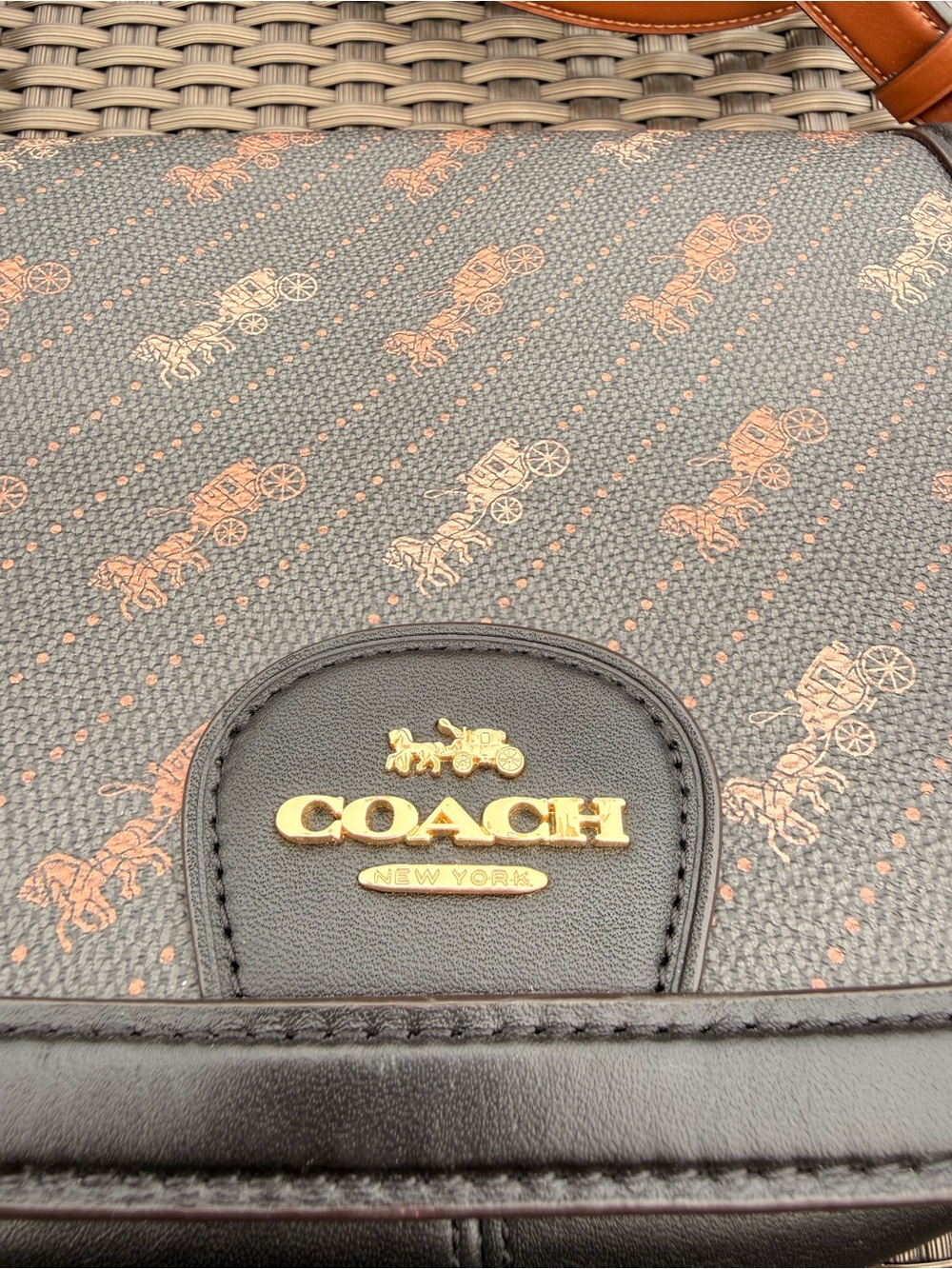 Coach C4059 Saddle Bag With Horse And Carriage Dot Print Black - Picture 2 of 7